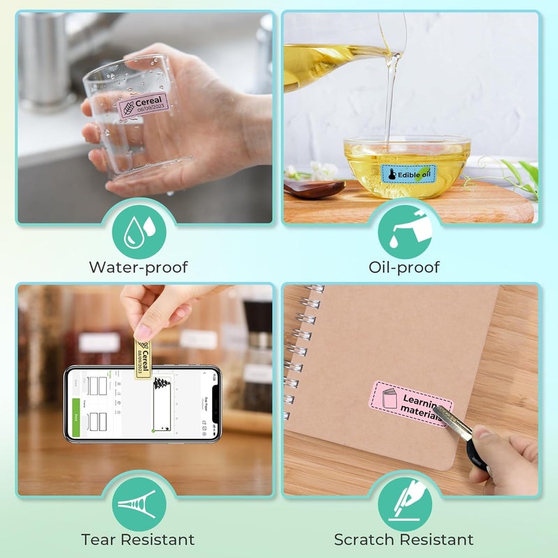 Nelko Genuine P21 Label Maker Tape, Adapted Label Print Paper, 14x40mm (0.55"x1.57"), Standard Laminated Office Labeling Tape Replacement, Multipurpose of P21, 180 Tapes/Roll, 3-Roll, Blue/Yellow/Pink - Image 4